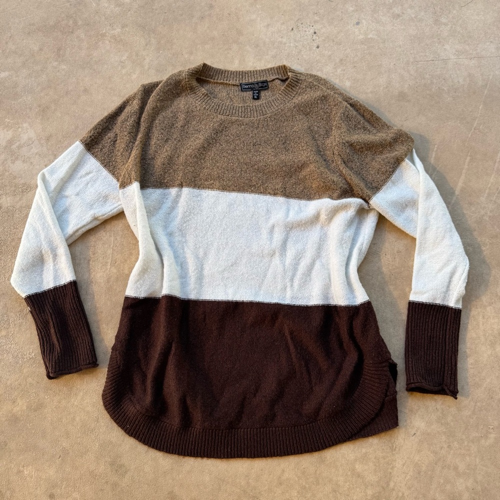 Three-Tone Brown & Cream Women's Sweater